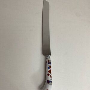 Vintage Cake Pie Bread Knife Floral Porcelain Stainless